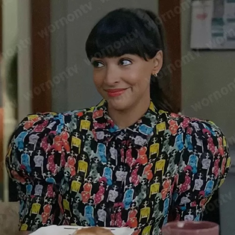 Alice + Olivia Willa Puff Sleeve Silk Top